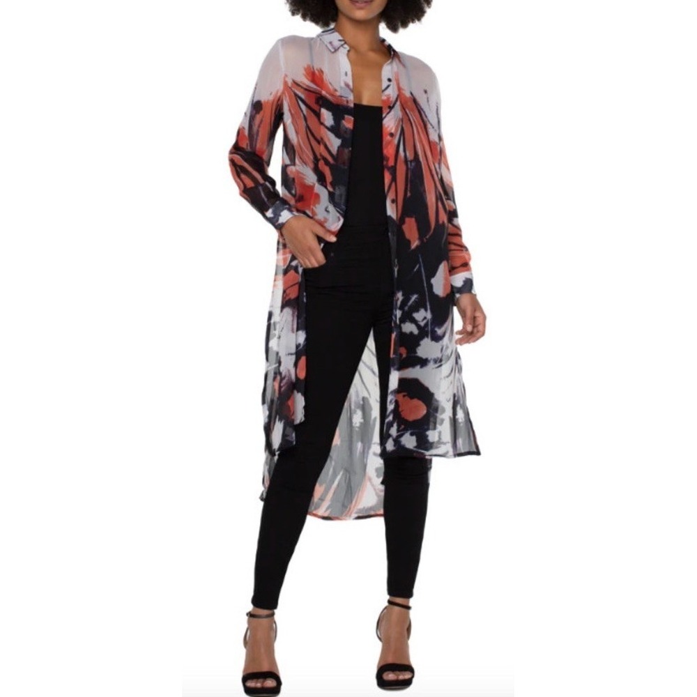 Liverpool Los Angeles Longline Printed Blouse MARIPOSA‎ PRINT size Large